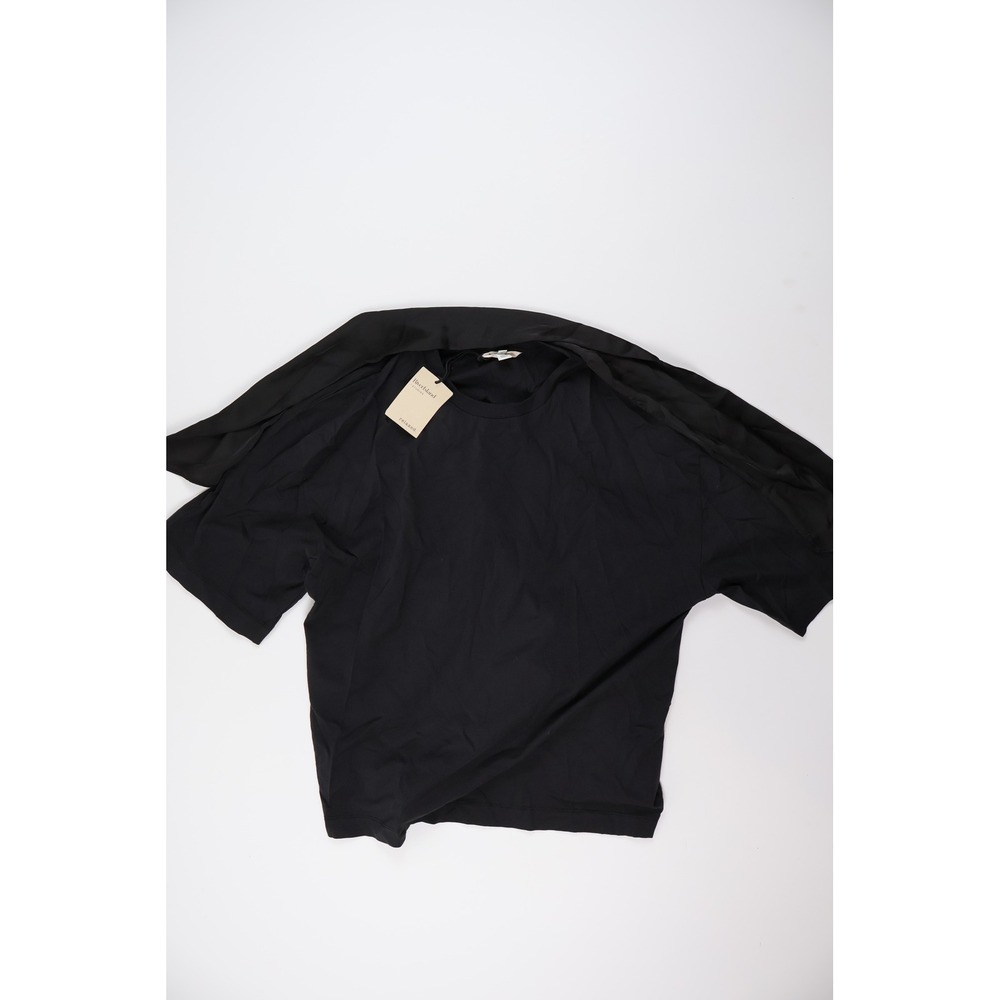River Island T-Shirt Borrowed From T Scarf Overlay Black Solid M NWT